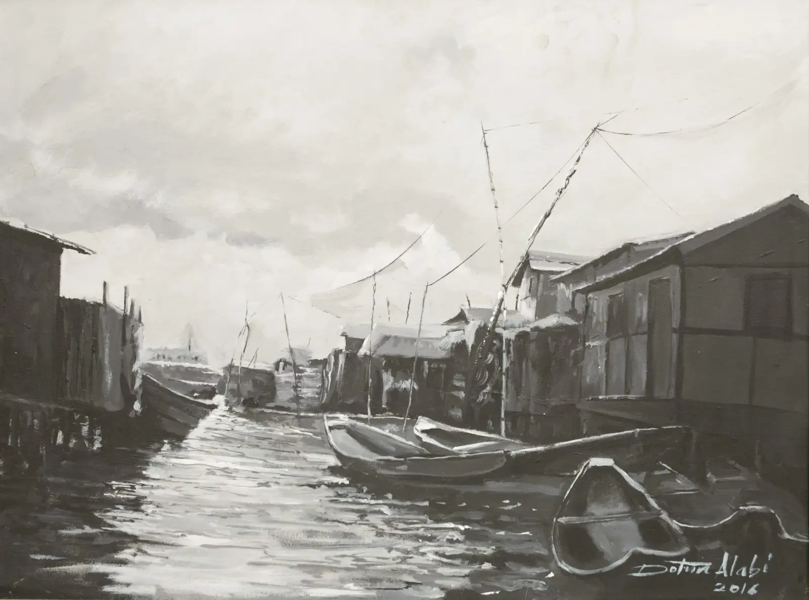 Grayscale Riverine's Scene